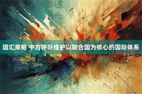 国汇策略 中方呼吁维护以联合国为核心的国际体系