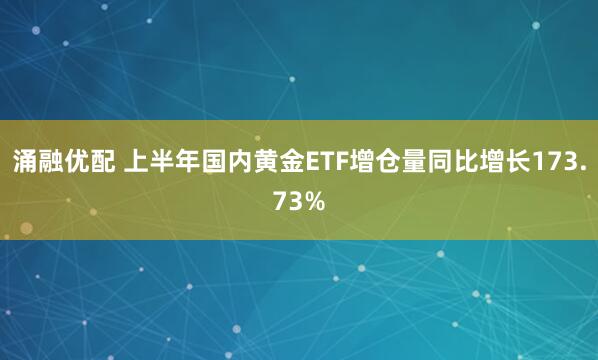 涌融优配 上半年国内黄金ETF增仓量同比增长173.73%